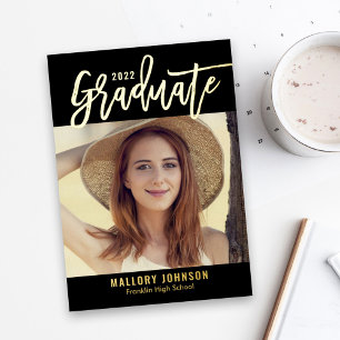 Invitation En Aluminium Brossé Glimmer Foil Graduation fiche d'invitation