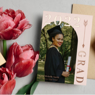 Invitation En Aluminium Broussailler Rose Gold Arch & Arrow Graduation