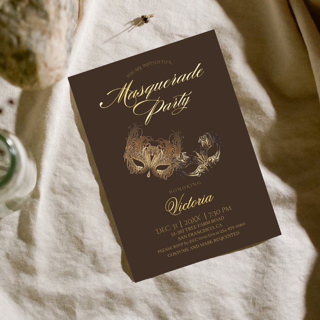 Invitation En Aluminium Brown mascarade (Créateur téléchargé)
