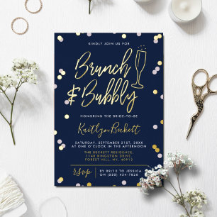 Invitation En Aluminium Brunch & Bubbly Confetti Fête des mariées Real