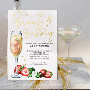 Invitation En Aluminium Brunch Bulles de Champagne aux Fraises Enterrement