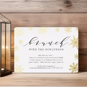 Invitation En Aluminium Brunch de lendemain de mariage sous la neige d'hiv