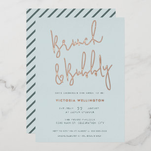 Invitation En Aluminium Brunch et Bubbly Bleu Clair Enterrement de Vie de 