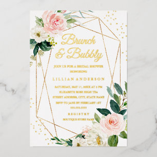 Invitation En Aluminium Brunch et Bubbly Mariage au Feuille D'Or