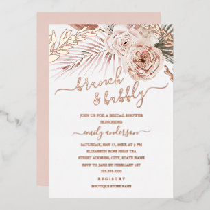 Invitation En Aluminium Brunch Et Bubbly ROSE GOLD MÉTAL Bridal Shower