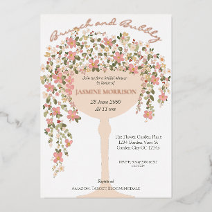 Invitation En Aluminium Brunch floral et Fête des mariées champagne Bubbly