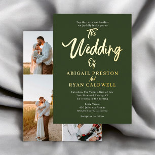 Invitation En Aluminium Brush Calligraphie 4 Photo Minimaliste Mariage