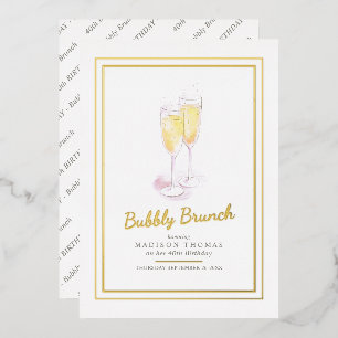 Invitation En Aluminium Bubbly brunch champagne bulles événement 40e