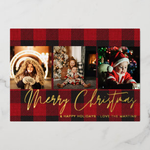Invitation En Aluminium Buffalo Check 3 Photo Joyeux Noël