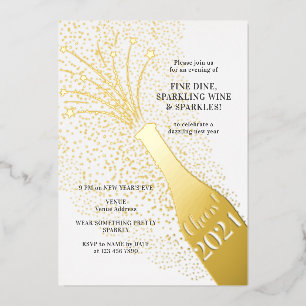 Invitation En Aluminium Bulles de Champagne qui éclatent pour le Nouvel An