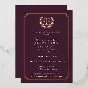 Invitation En Aluminium Burgundy Law School Graduation Party