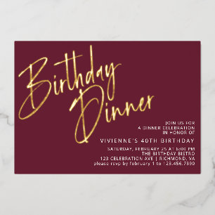 Invitation En Aluminium Burgundy Red & Gold Elegant Maroon Anniversaire Dî