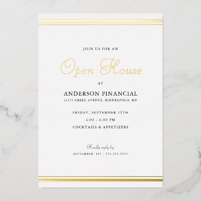 Invitation En Aluminium Business Open House Classic Professional Gold (Recto)