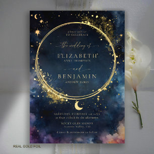 Invitation En Aluminium Cadeau céleste Midnight Blue Elegant Mariage or