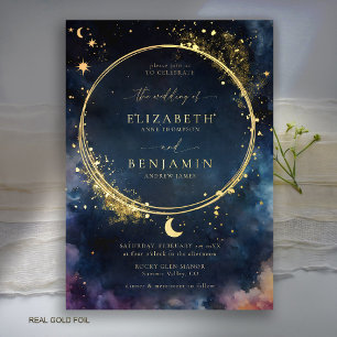 Invitation En Aluminium Cadeau Céleste Nuit Bleue Romantique Étoile Mariag