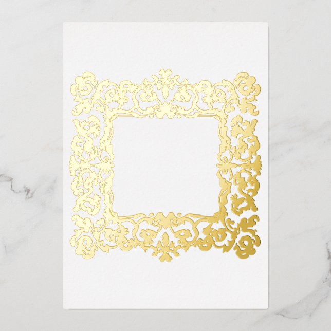 Invitation En Aluminium Cadre baroque doré orné vierge  (Recto)
