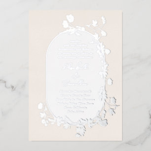 Invitation En Aluminium Cadre de couronne élégant d'hiver Floral Argent