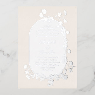 Invitation En Aluminium Cadre de couronne élégant d'hiver Floral Argent