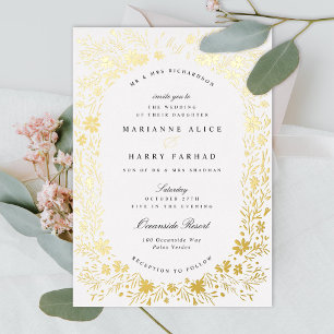 Invitation En Aluminium Cadre de fleurs floral peint à la main pour mariag