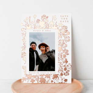 Invitation En Aluminium Cadre de fleurs sauvages de printemps Rose Gold Sa