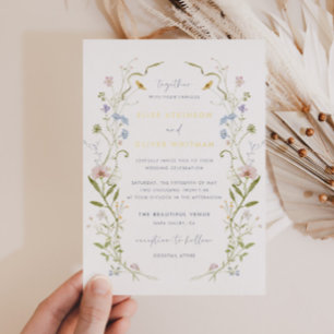 Invitation En Aluminium Cadre de mariage à fleurs sauvages pastel fantaisi