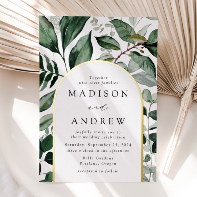 Invitation En Aluminium Cadre de mariage à verdure abondante (Créateur téléchargé)
