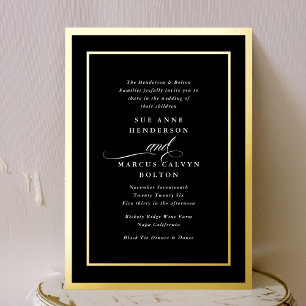 Invitation En Aluminium Cadre de mariage noir de luxe blanc esperluette fo