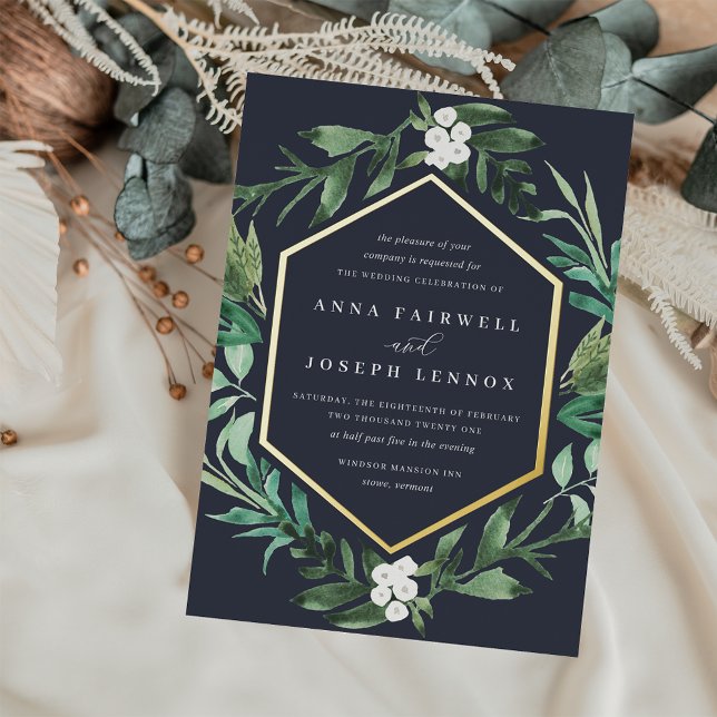 Invitation En Aluminium Cadre de serre | Mariage botanique aquarelle (Créateur téléchargé)