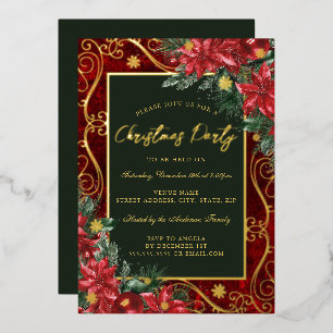 Invitation En Aluminium Cadre doré Fleur festive pour la fête de Noël