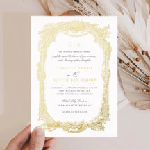 Cadre d'ornement floral élégant vintage mariage or