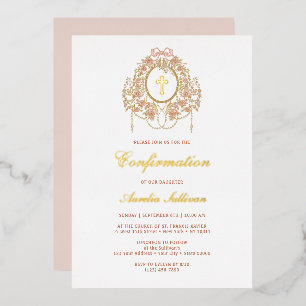 Invitation En Aluminium Cadre élégant Confirmation Sainte Croix