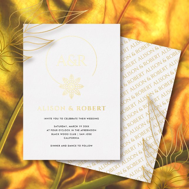 Invitation En Aluminium Cadre et initiales d'inspiration bijoux mariage bl (Créateur téléchargé)