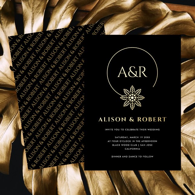 Invitation En Aluminium Cadre et initiales élégants inspirés de bijoux mar (Créateur téléchargé)