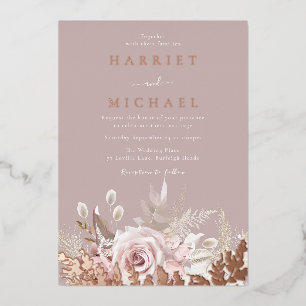 Invitation En Aluminium Cadre floral bohème rose mariage réel