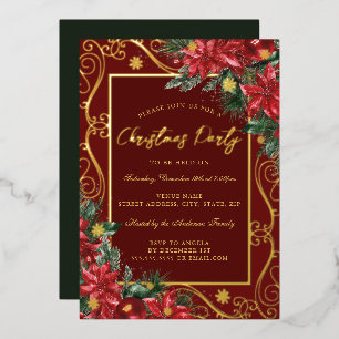 Invitation En Aluminium Cadre floral festif flocon de neige Noël