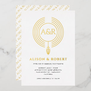 Invitation En Aluminium Cadre inspiré de bijoux avec initiales mariage bla