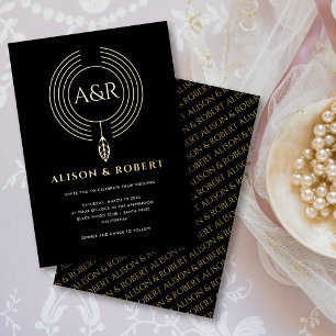 Invitation En Aluminium Cadre inspiré de bijoux, feuille et initiales de m