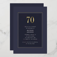Cadre minimal élégant doré foncé pour 70e annivers