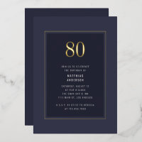 Cadre minimal élégant or foncé pour 80e anniversai