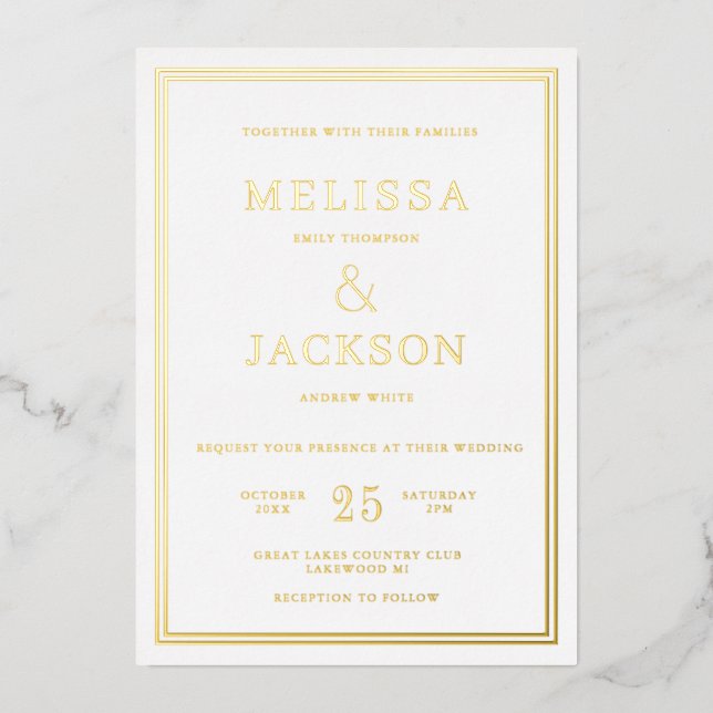 Invitation En Aluminium Cadre minimal moderne Mariage élégant (Recto)