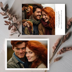 Invitation En Aluminium Cadre Minimal Moderne Multiphoto Enregistrer La Da