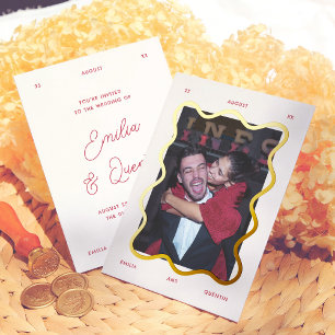 Invitation En Aluminium Cadre Ondulé en Feuille de Métal Photo Rétro Maria