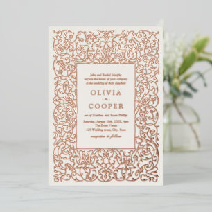 Invitation En Aluminium Cadre Orné Vintage Rose Gold Mariage Classique