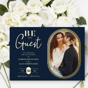 Invitation En Aluminium Cadre ovale doré luxueux photo de mariage charmant