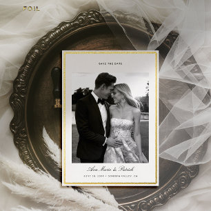 Invitation En Aluminium Cadre photo de mariage moderne à brosse dorée pour