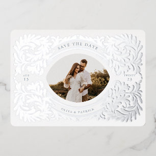 Invitation En Aluminium Cadre photo de mise en vente orné de save the date