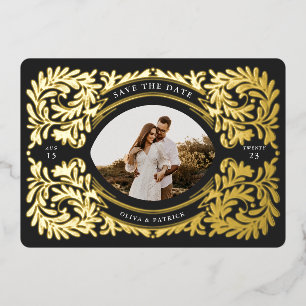 Invitation En Aluminium Cadre photo de sauvegarde de date embellie royale