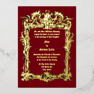 Invitation En Aluminium Cadre Rococo baroque avec Mariage Rocaille Volutes
