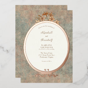 Invitation En Aluminium Cadre Vintage et Soie Mouillée 2