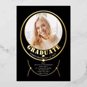 Invitation En Aluminium Cadres en or bijoux inspiré noir de graduation pho
